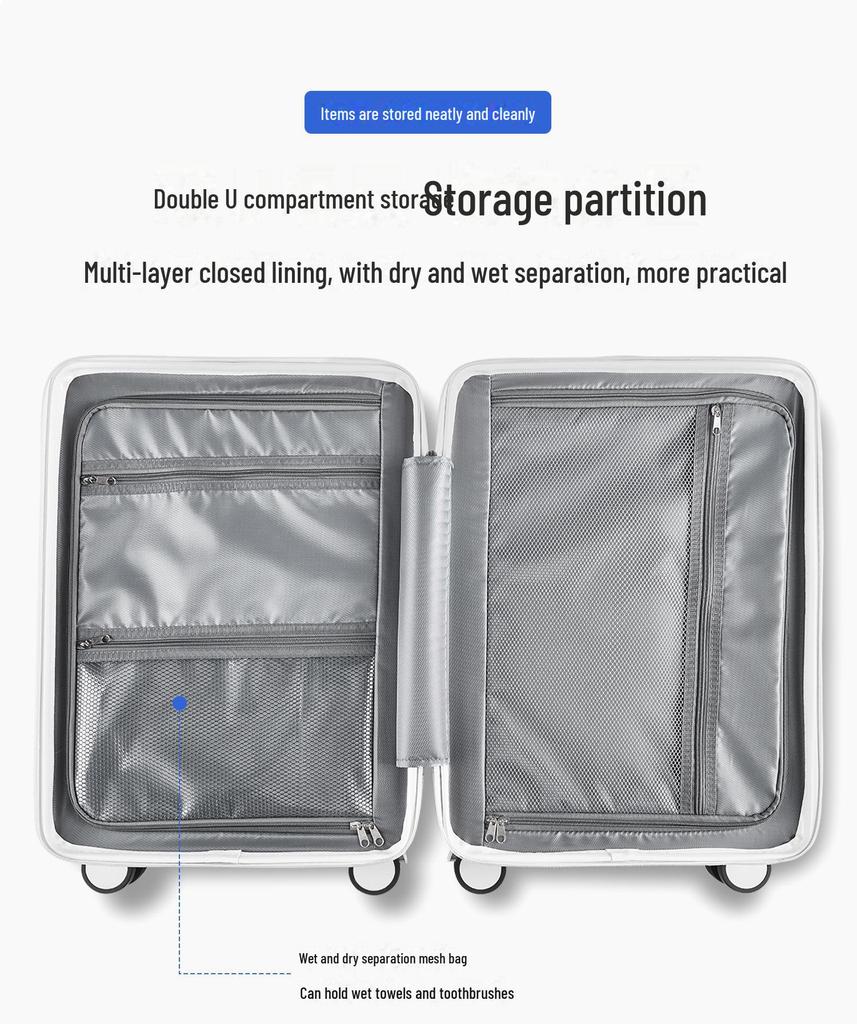 Многофункциональный чемодан Yongsheng: Открывается спереди, защита от падений, размеры 24" и 26", большая вместимость, бесшумные универсальные колеса.