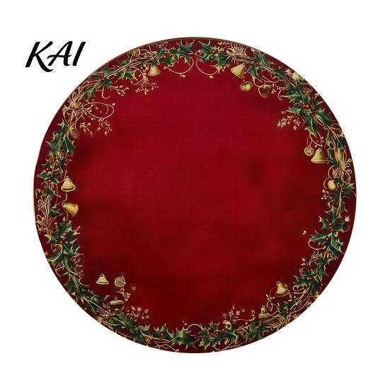 Christmas Party Table Setting Round Placemat, 14 Inch Festive Pattern Anti Slip Tabletop Protector, Holiday Kitchen Mat Heat Insulation Place