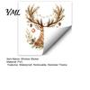 Reusable Window Stickers Christmas Watercolor Reindeer Cling, Removable Elk Head Static Glass Decoration Sticker Decal, Animal Decorative for Holiday