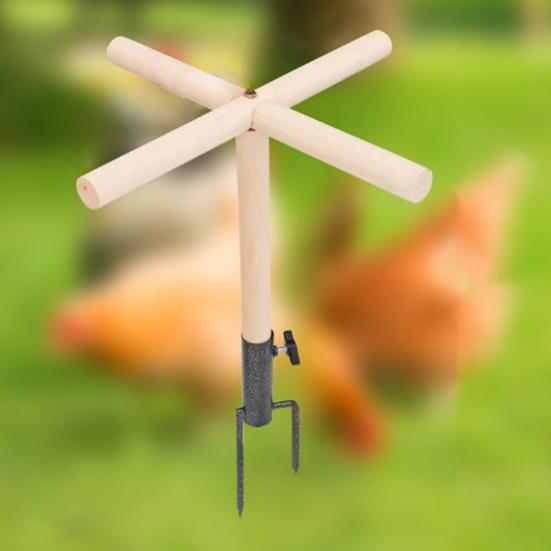 Chicken Perch Toy Wooden Chick Perch Stand with Metal Ground Stake Coop