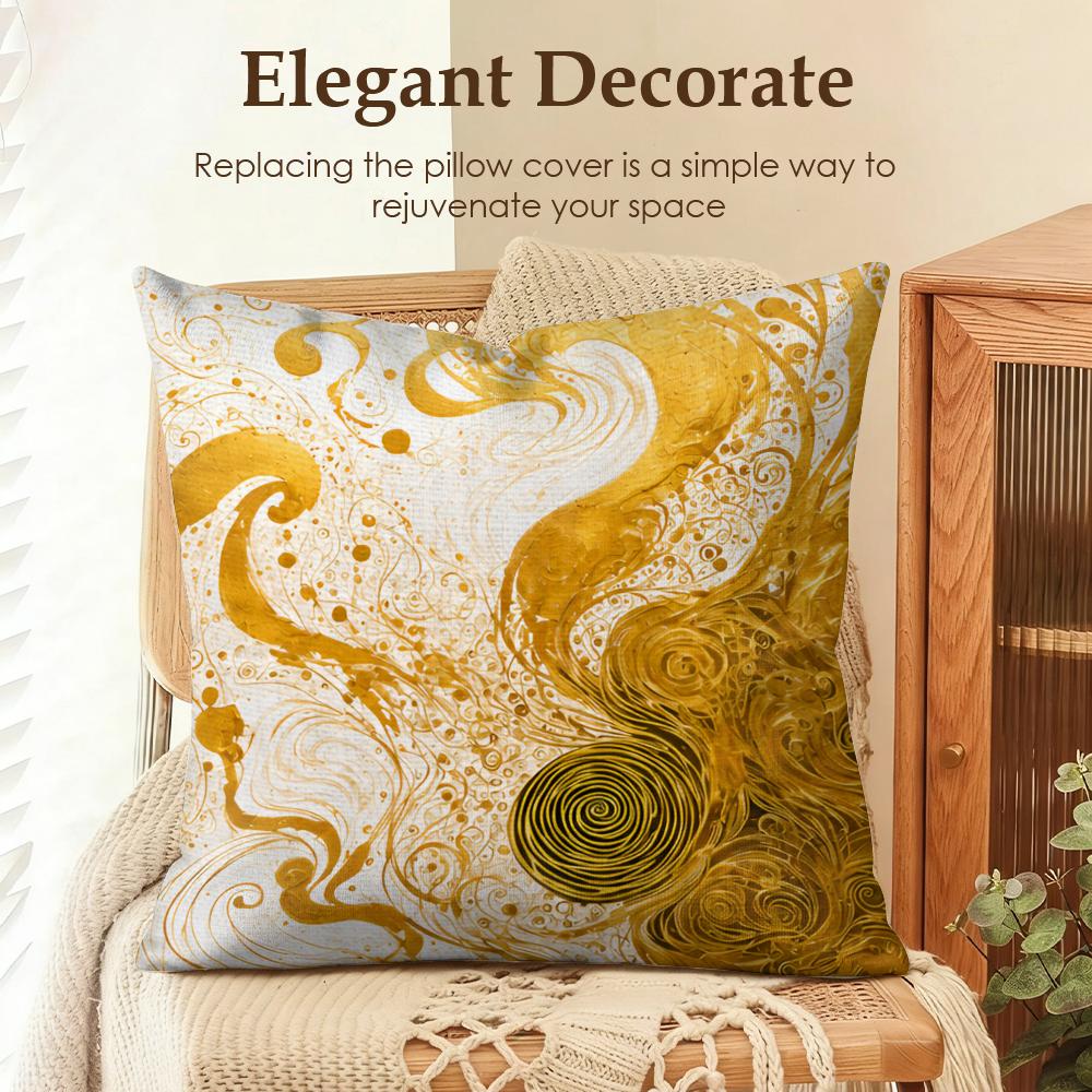 Fashion black and gold lines Cushion Cover Natural Linen Organic Fabric DoubleSided Printing Sofa Home Decor Gift Pillow Case