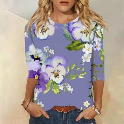 Женские футболки с 3D-печатью, модная повседневная одежда с круглым вырезом, длинный рукав, свободная футболка с принтом, женский топ