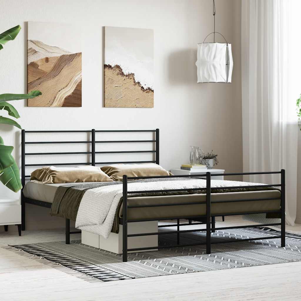 Metal Bed Frame without Mattress Black 160x200 cm