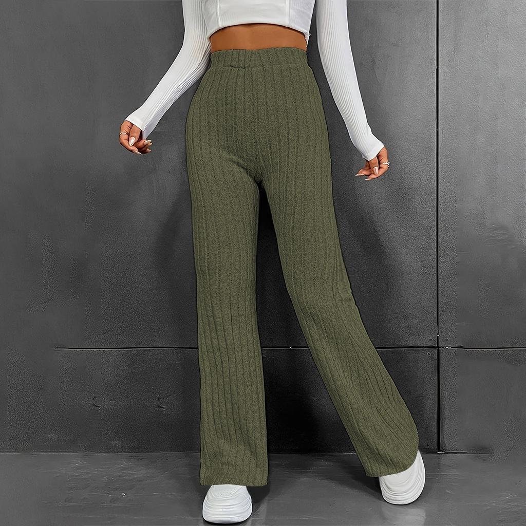 Women's Fashion Casual Solid Color Micro Flared High Waisted Pants Slim Fit Autumn And Winter Women's Clothing Pants