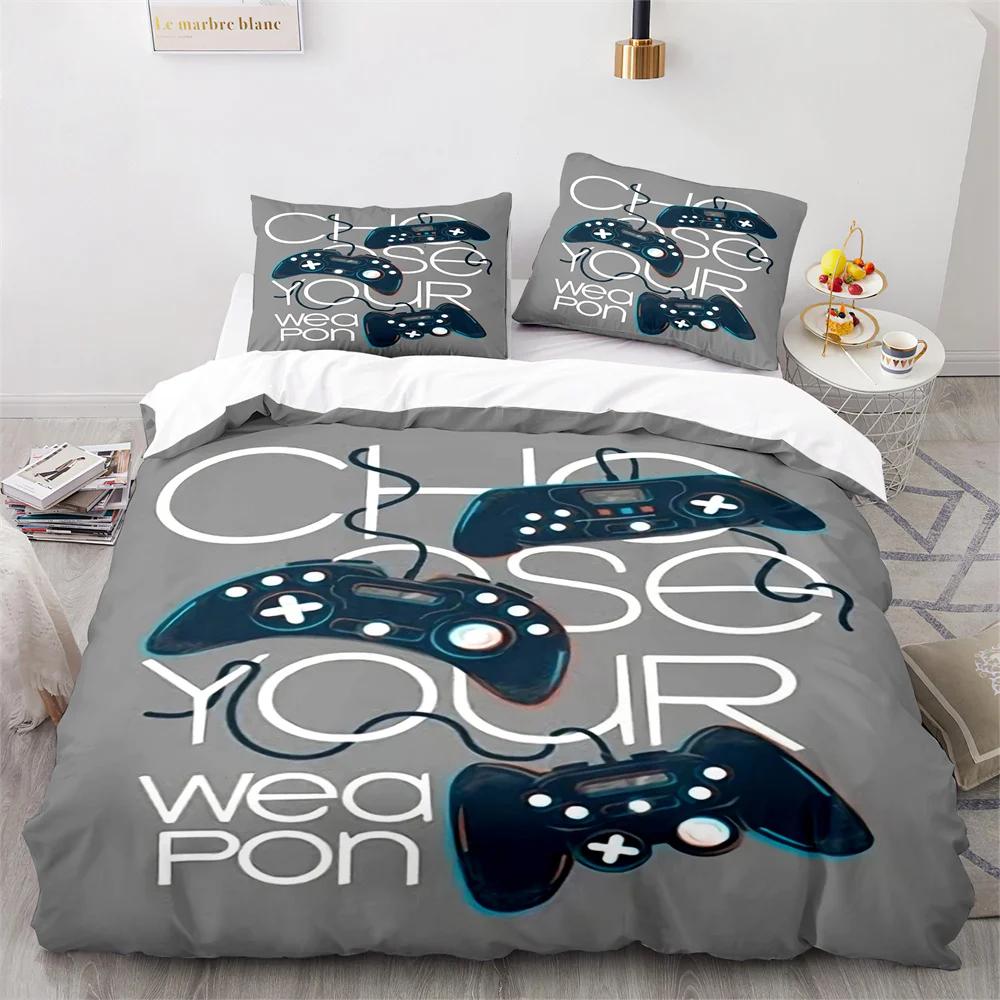 Комплект пододеяльника с геймпадом для мальчика Односпальный Двуспальный размер Для мальчиков Девочек Любителей игр Постельное белье Полиэстер Пододеяльник с наволочкой