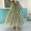Трехслойная юбка из пряжи, женская юбка трапециевидной формы с эластичной резинкой на талии средней длины и высокой талией, плиссированная юбка, сказочная пачка