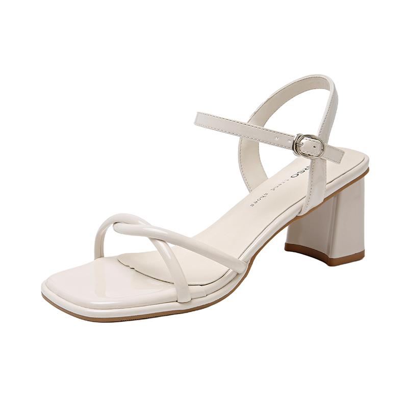 Летние женские серебристые сандалии с квадратным носком, модные женские сандалии-гладиаторы на высоком каблуке для улицы