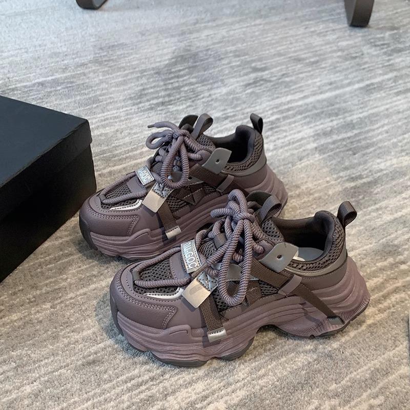 Dad Shoes Women's New Mesh Thin Purple Women's Sneaker Thick Bottom Increased Feet Small Casual Shoes