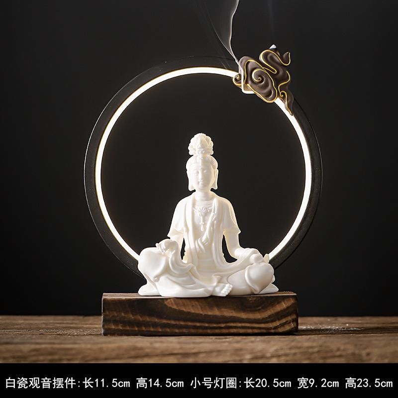 Цяо Линь Белый фарфоровый орнамент Гуаньинь, керамические статуэтки Куань Инь, буддийские украшения, аксессуары для украшения дома