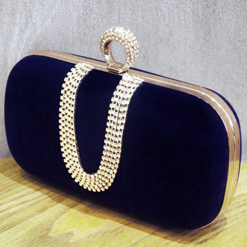Red Flannel Rhinestone Bag Velvet Evening Purses Crossbody Elegant Party Clutch Bling Shoulder Female Bag Diamond Handbag