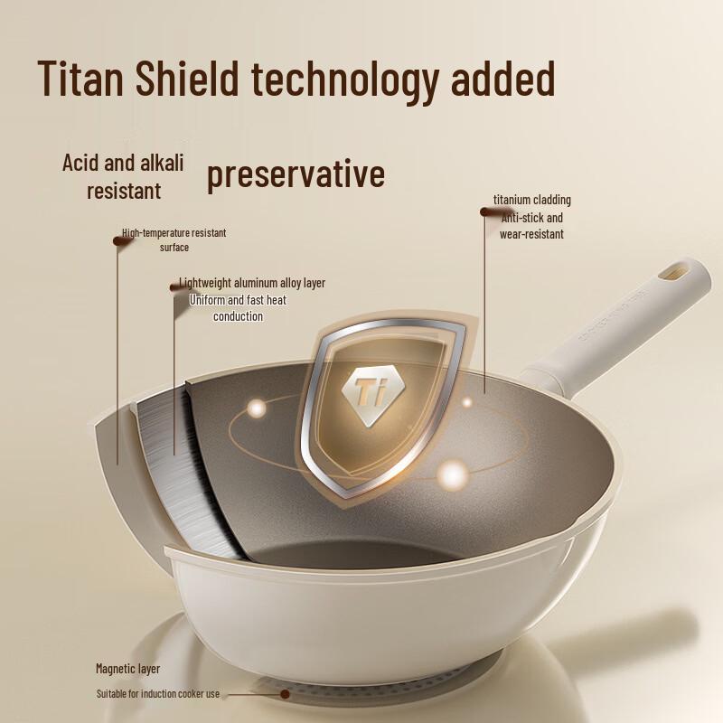 COOKER KING Titanium Series Non-stick Flat-Bottom Wok