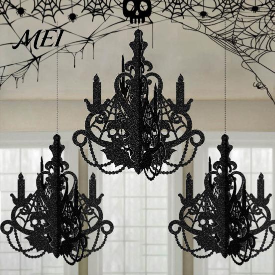 Dark Decor for Home 3D Candlestick Chandelier Ceiling Ornament, Gothic Halloween Glitter Hanging Ornaments Decoration Holiday Party, Ceiling,
