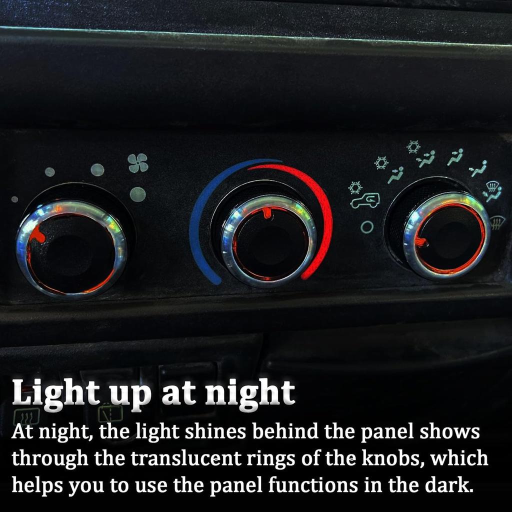 TOPTALL Stylish AC Knobs Compatible with 1999-2006 Jeep Wrangler Accessories, 3PCS A/C Climate Control Switch Button Heater Blower Temperature Fan