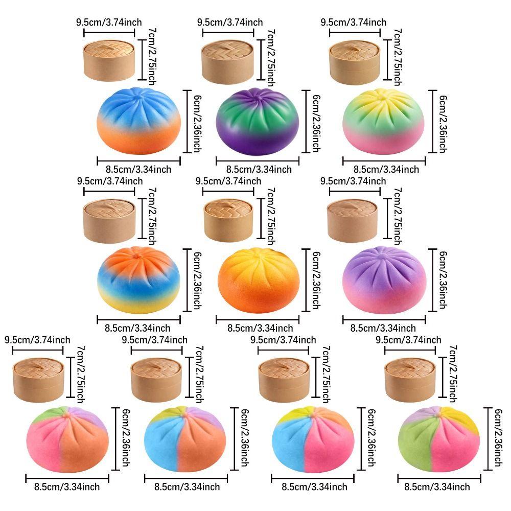Rainbow Color Steamed Bun Squeeze Toy Soft Cute Fidget Sensory Toy Children Gift