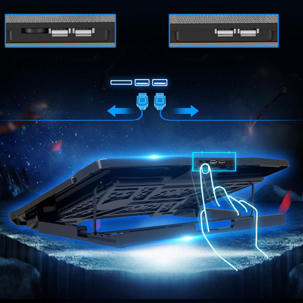 Охлаждающая подставка для ноутбука со светодиодной подсветкой, два порта USB, охлаждающая подставка для ноутбука, вентилятор для охлаждения компьютера