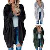 Модный женский сплошной цвет с длинным рукавом и открытым передом, длинный кардиган, верхняя одежда