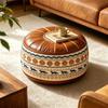 PU Leather Round Sofa Stool Cover Space-Saving Tatami Sitting Mat Storage Leg Bench  Apartment