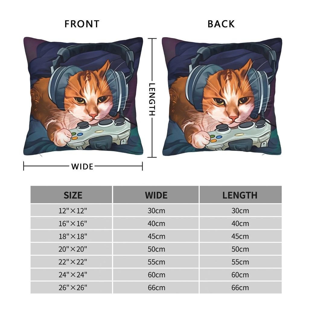 Gamer Cat Pillow Case Soft Pillow Cover Vintage Pillowcases For Sofa Bedroom Home Decor