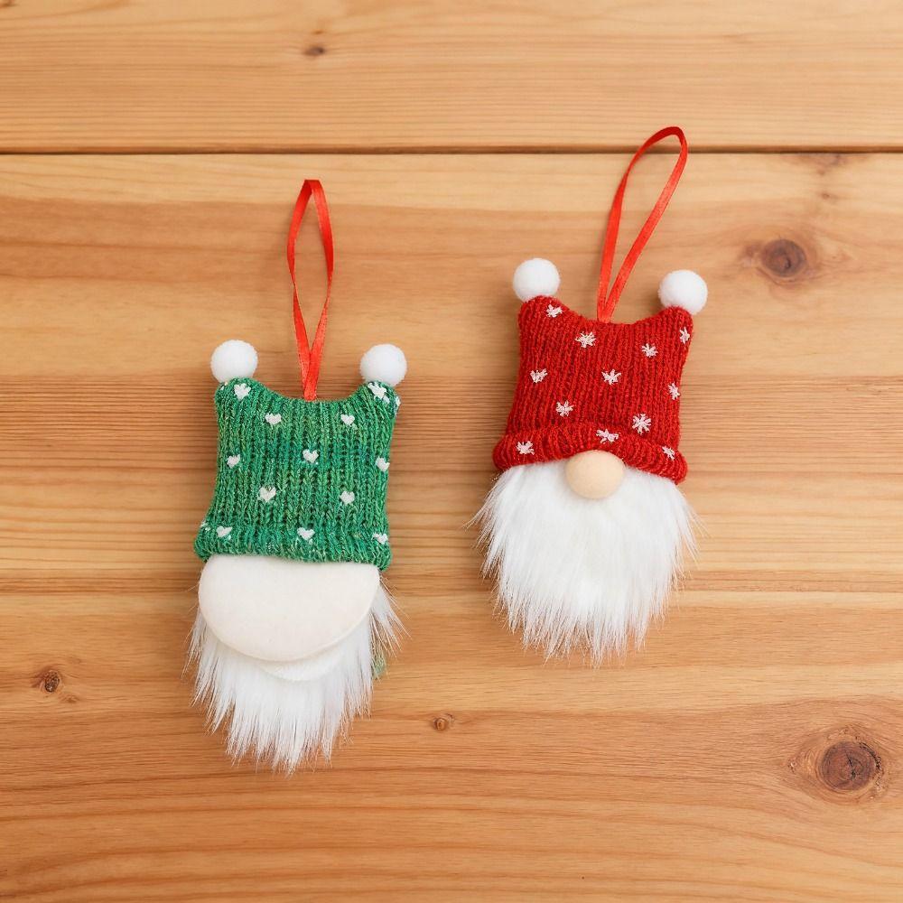 Red Grey Knitted Doll Pendant Nordic Style Xmas Tree Hanging Hanging Tree Decorations Home Decor