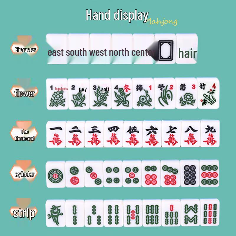 Компактный набор для маджонга: Массивные резные плитки с воробьями, размеры 24 мм и 30 мм, идеально подходят для путешествий и использования в общежитиях