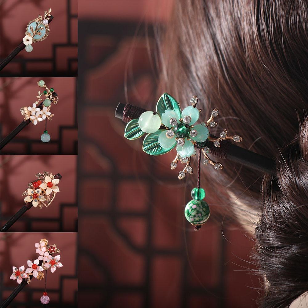 Handmade Wooden Hairpins Chinese Hanfu Hair Fork Decorative Hair Stick Pins Wedding Party