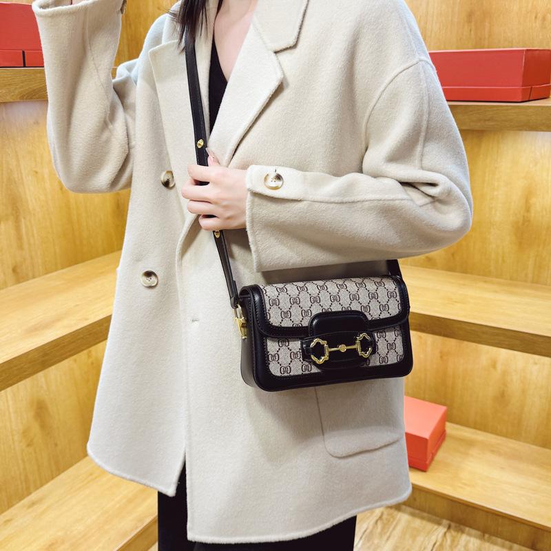 Small Bag Women's New Women's Bag Saddle Bag Retro Printed Small Square Bag Women's Messenger Bag