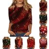 Women's Fashion Casual Three-quarter Sleeve Christmas Printed Round Neck Pullover Top