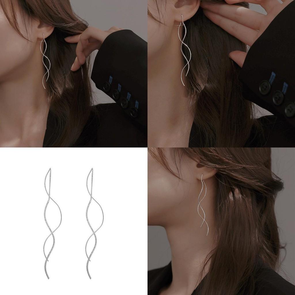 Trendy Wave Ear Threaders For Women 2023 New Fashion Long Fringe Earrings Slimming Face Chains