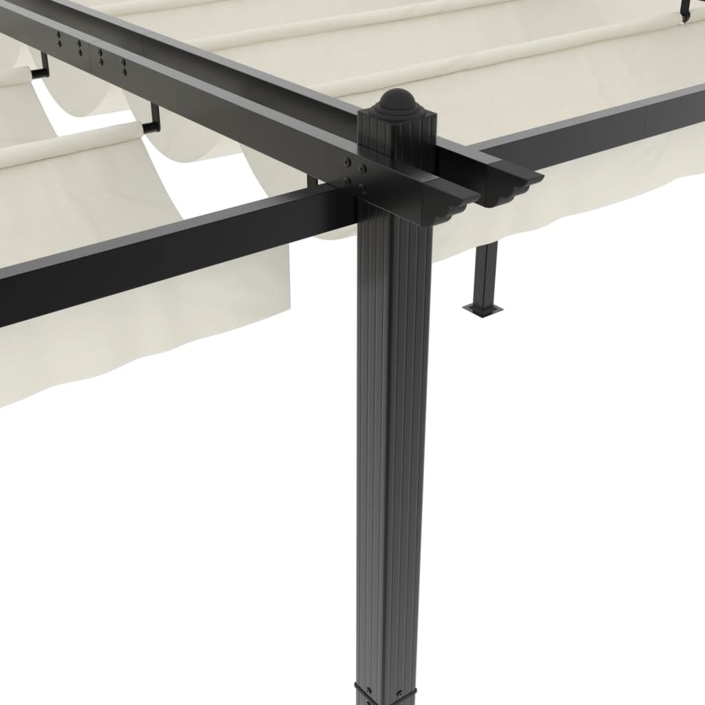 Garden Pavilion with Retractable Roof Cream 3x6 m Aluminum