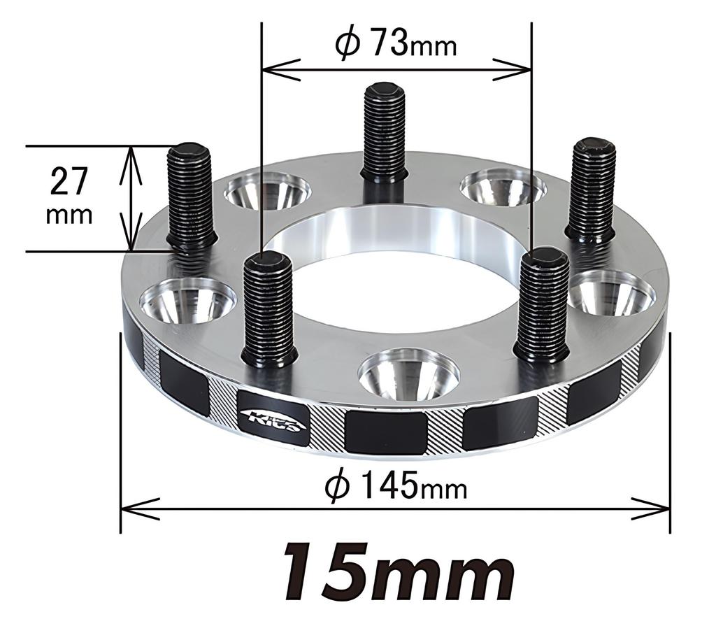 KYO-EI 5015W1 Kics Широкая колея, M12 x P1.5, 5H, PCD100, Толщина: 0,6 дюйма (15 мм), Набор из 2 проставок