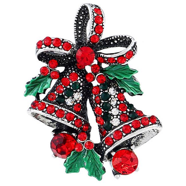 1PC/2PCS Vintage Christmas Brooch Pin Bells Bows Design Premium Corsage Fashion Party Jewelry Creative Holiday Gift For Women Girls