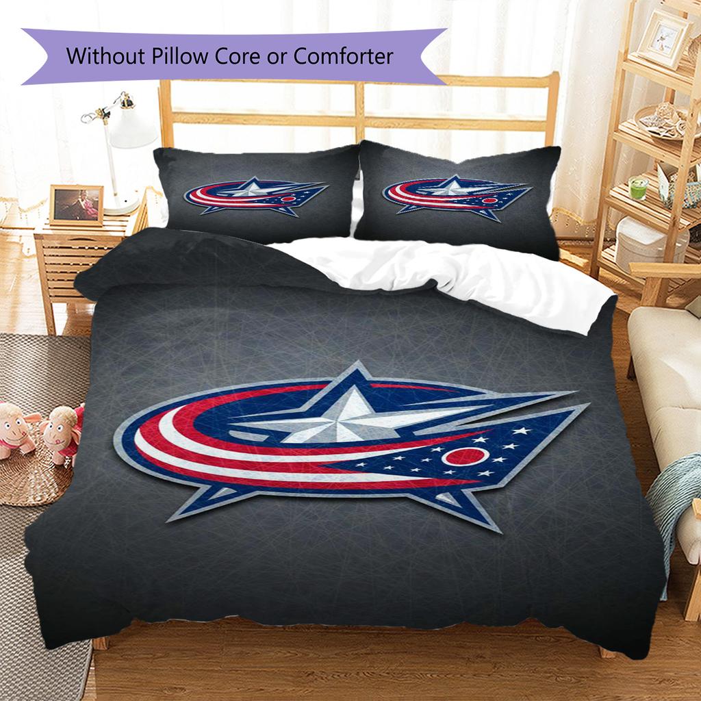 Columbus Blue Jackets Pattern Bedding Set Quilt Cover Pillowcase Home Decor Gift (1 * duvet cover + 2 * pillowcase, without core)