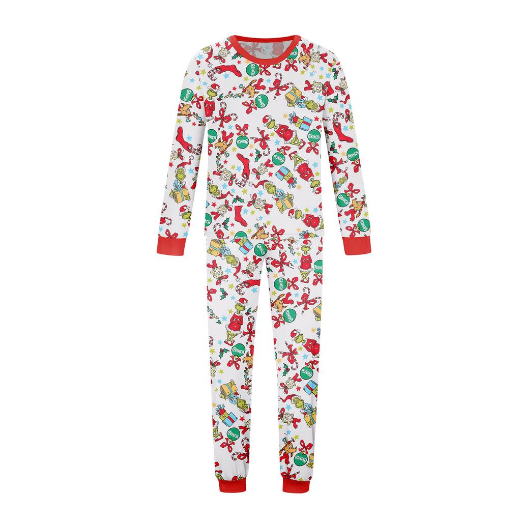 Christmas Print Cute Family Set Pajamas, Home Clothes, Family Set Long Sleeve Top Pants Set