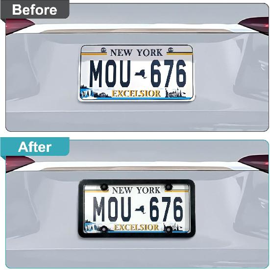 License Plate Frame Cover, Clear License Plate Protector 2 Pack, ABS Car Rear Front Plate Frames With Screws Caps, Rustproof, Unbreakable, Easy Tall