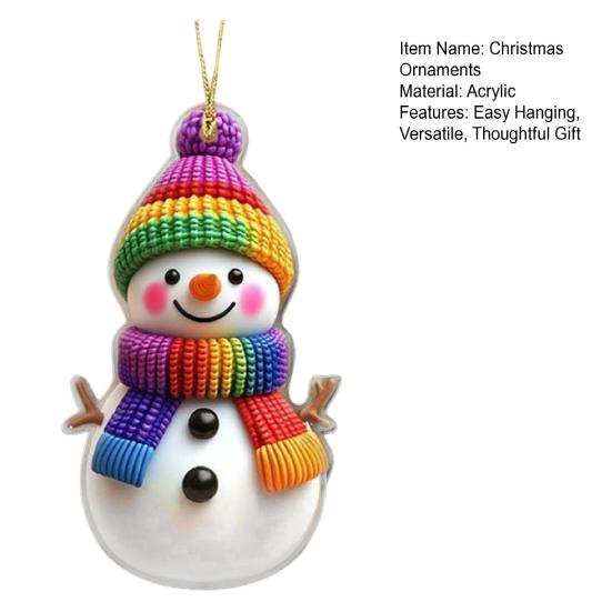 Снеговик Рождественские украшения Персонализированные 2D акриловые украшения на елку Подвесные украшения-снеговики для праздника