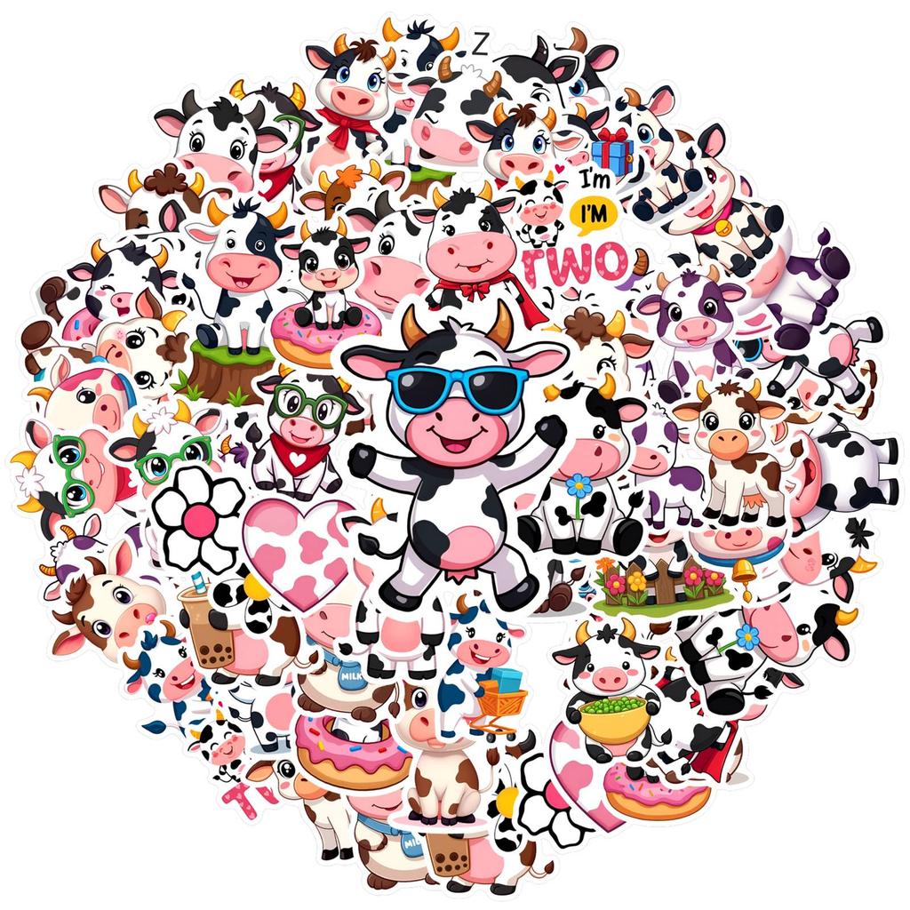 35pcs-50pcs Playful Animals Stickers Cute Farm Life Stationery Stickers Stickers For Suitcase Fridge Phone Luggage DIY