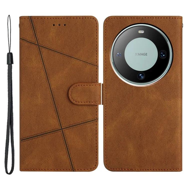 Для Huawei Mate 60 чехол-кошелек-подставка для телефона Crazy Horse Texture PU Leather Imprinted Lines Cover