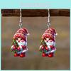 Женские акриловые серьги на рождественскую тематику с Санта-Клаусом, держащим елку, в подарок на рождественское торжество