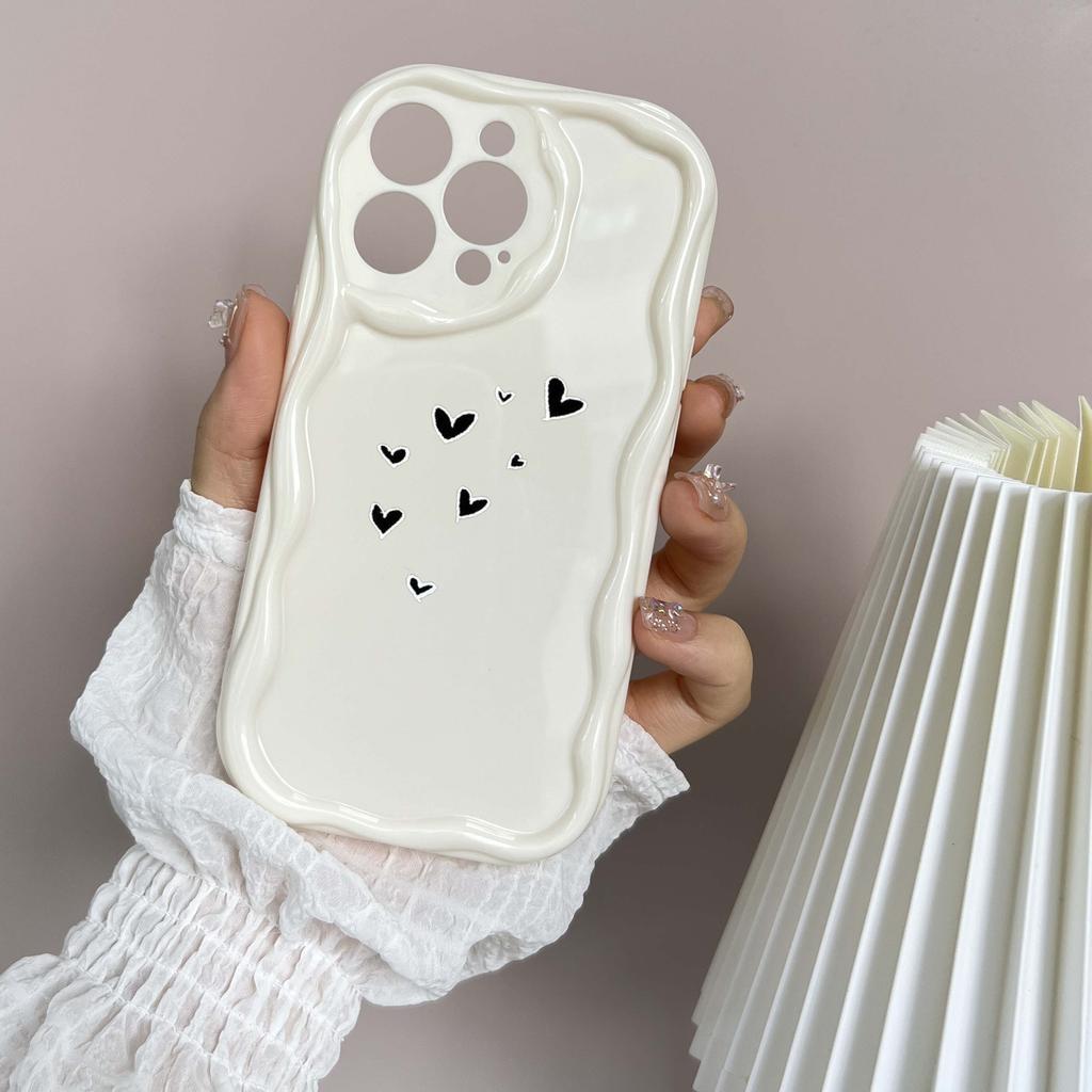 Мягкие волнистые чехлы для телефонов N83 Heart and Leaf art для Samsung A54 A34 A13 A14 S23 S24 Ultra Xiaomi Redmi Note 13 12C Realme Infinix, защитный бампер