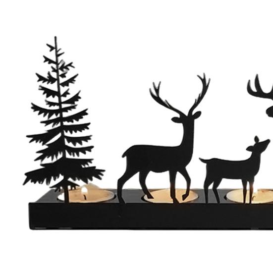 Christmas Forest Deer Candle Holder Iron Tree Deer Silhouette Candle Stand Candlestick Home Office Holiday Party Table Centerpiece Decoration