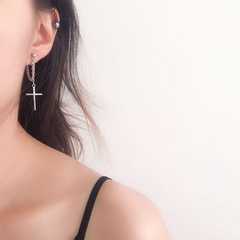 Punk Style The Cross Earring Fashion Geometric Stud Earrings Women Women Men Rock Jewelry Party Eardrop