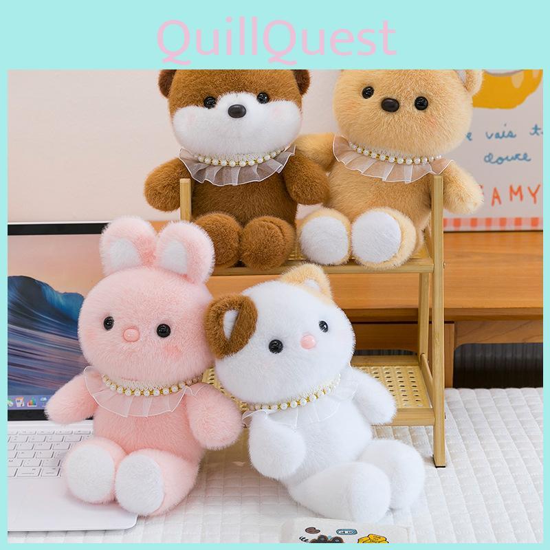 Simulation Pearl Bear Plush Toy With Soft Short Pile For Kids Birthday Gift