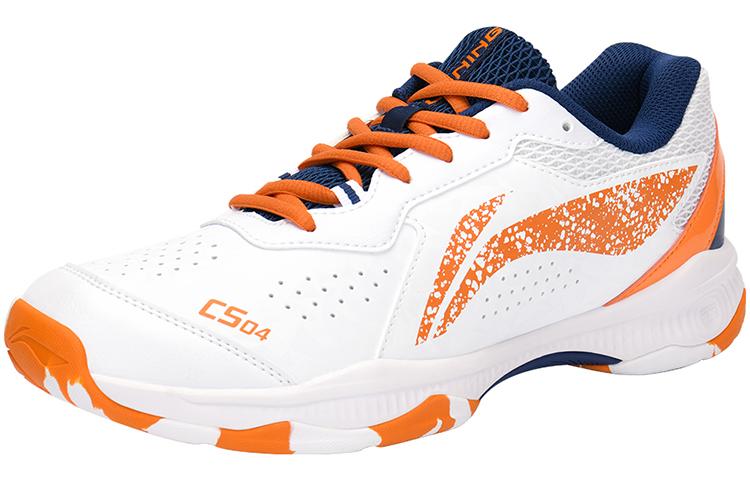 Li Ning Нескользящие, Износостойкие, Дышащие, Легкие Низкие Бадминтонные Кроссовки Унисекс Белый Ледяной Оранжевый AYTS061-1