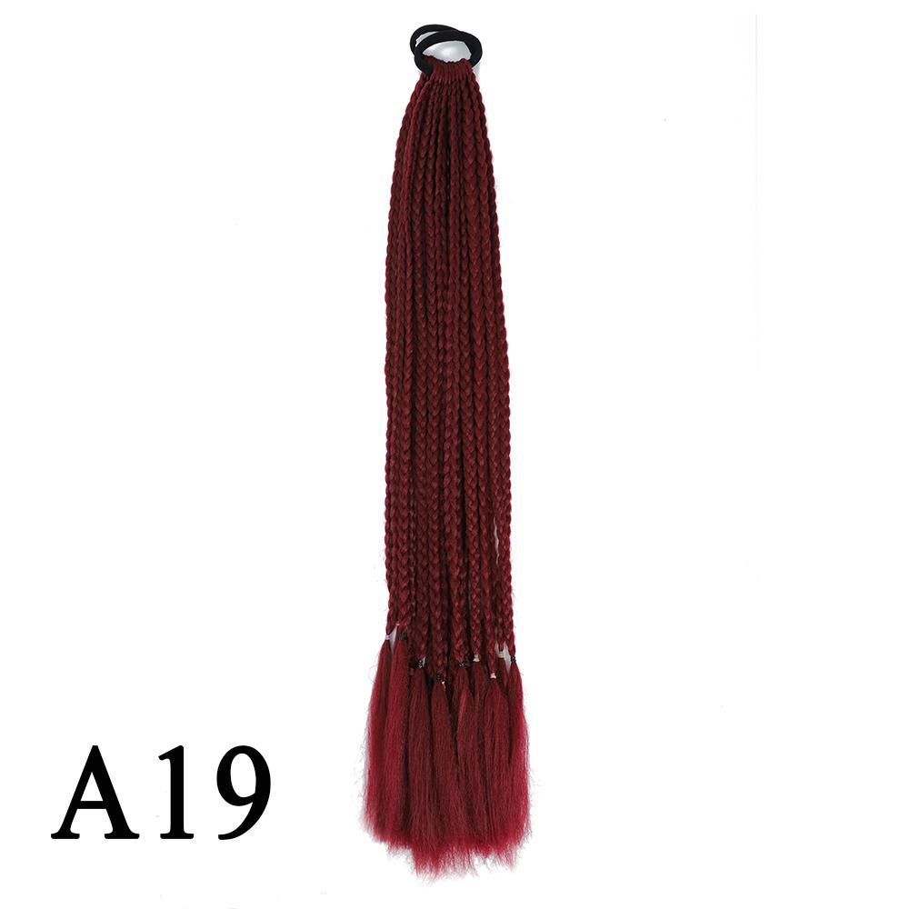 Плетеный хвост с резинкой, черный плетеный хвост ручной работы из термостойкого волокна, шиньоны с конским хвостом для девочек