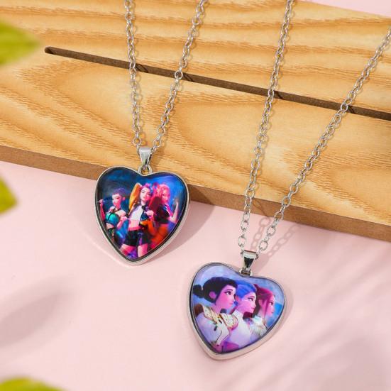 Корейское Поп Ожерелье с Подвеской Сердце Ожерелье Аниме Фильм Охотники Ожерелье Украшение Подарок для Подростков Мальчиков Девочек Фанатов