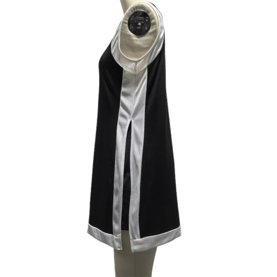 Комплект из двух вещей для женщин Летние наряды в стиле бохо с цветными блоками Без рукавов Круглый вырез Разрез сбоку Мини-платье Повседневные комплекты с шортами для отдыха