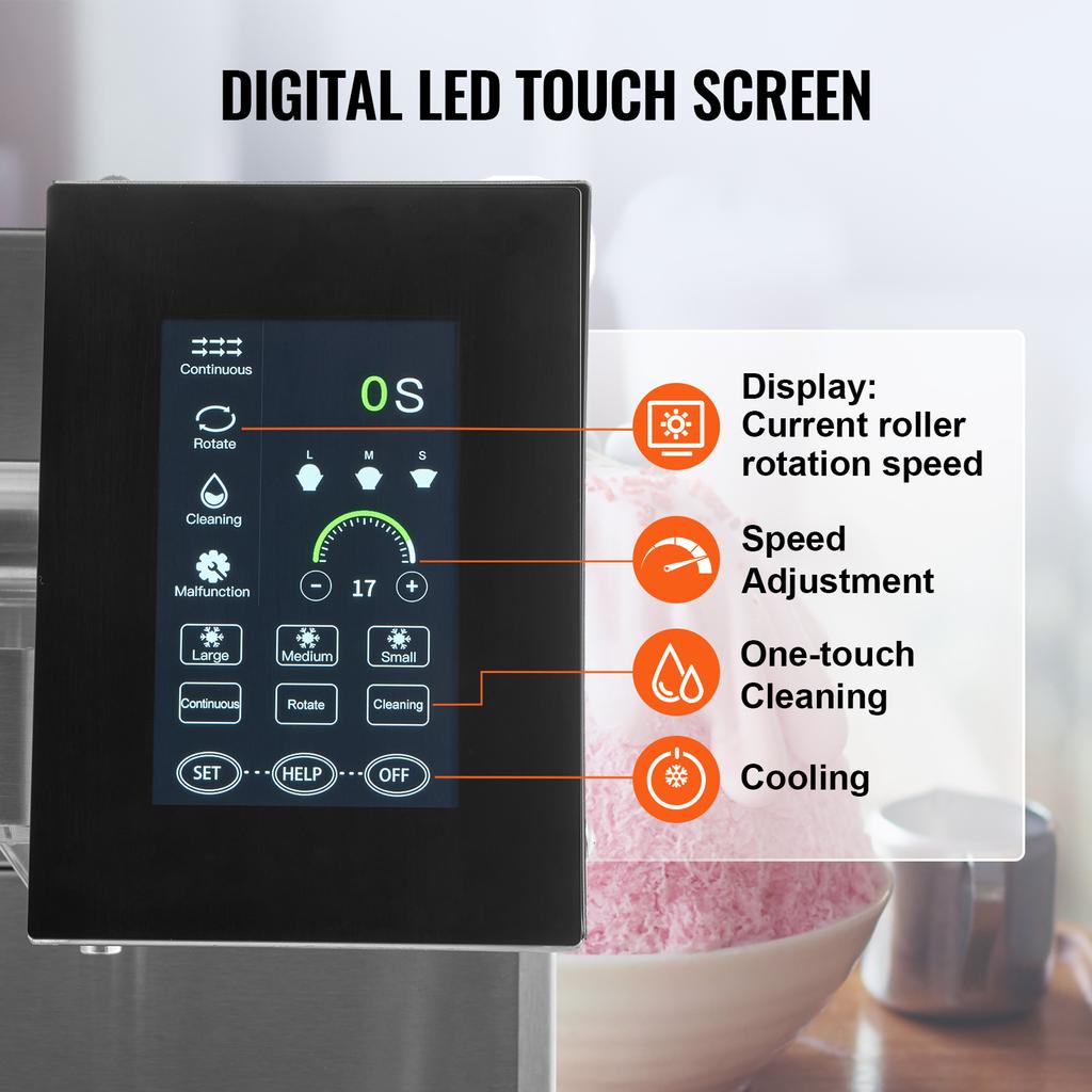 SucceBuy Commercial Snowflake Ice Machine 573LBS/24H Stainless Steel Ice Shaver Machine Electric Snow Cone Maker Air Cooling