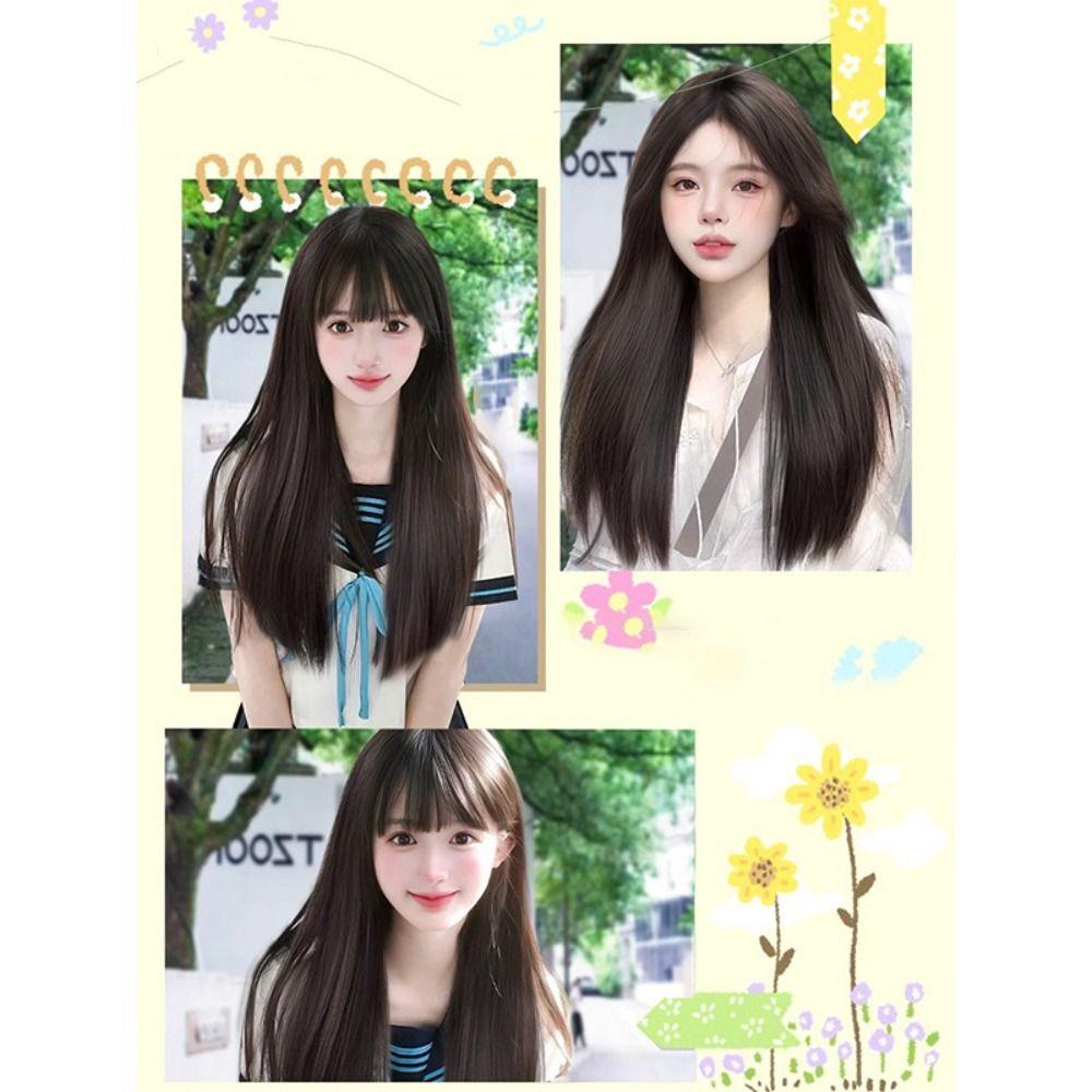 Halloween Women Layered Wigs Realistic Lolita Cosplay Wigs Sweet Long Straight Hair Wigs  Summer