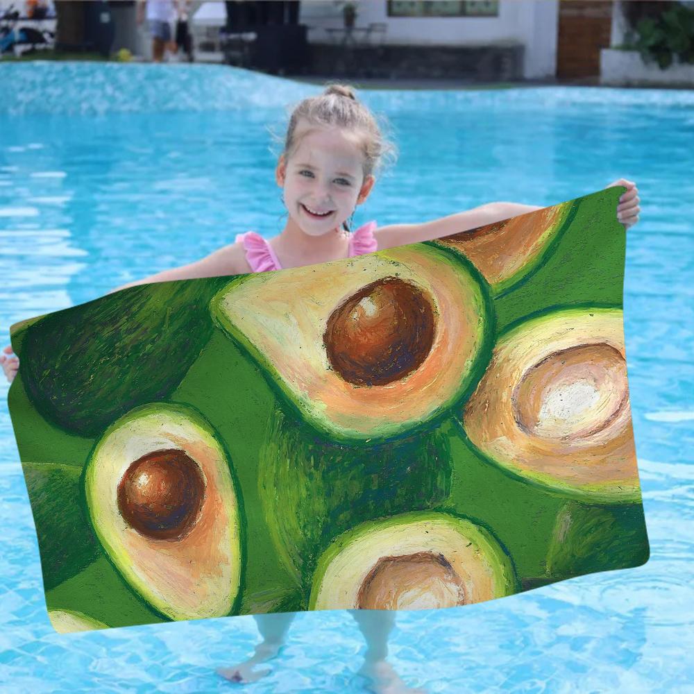 Cairtoon Avocado Microfiber Blanket Quick Drying Beach Towels Oversized Printing Super Absorbent Pool Towel Blanket