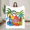 Cartoon Cute Dinosaur Soft Warm Plush Throw Blanket for Kids Boys and Girls Flannel Bedspread for Sofa Bed Outdoor Print Cover